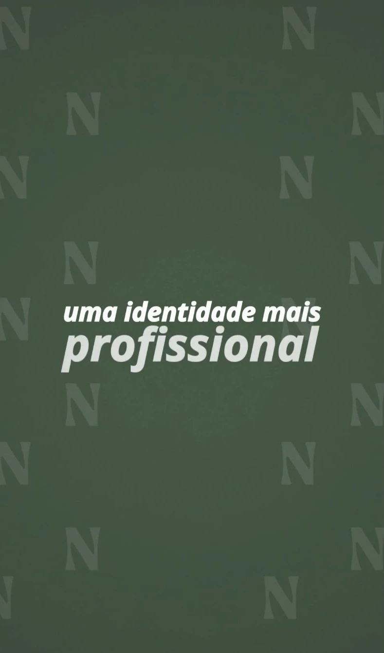 Frame verde com o padrão da letra N e a frase uma identidade mais profissional